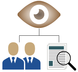 Agency to Examine FAA Oversight Practices p | In Brief, February 2020 Illustration of an eye overlooks to people and documentation.